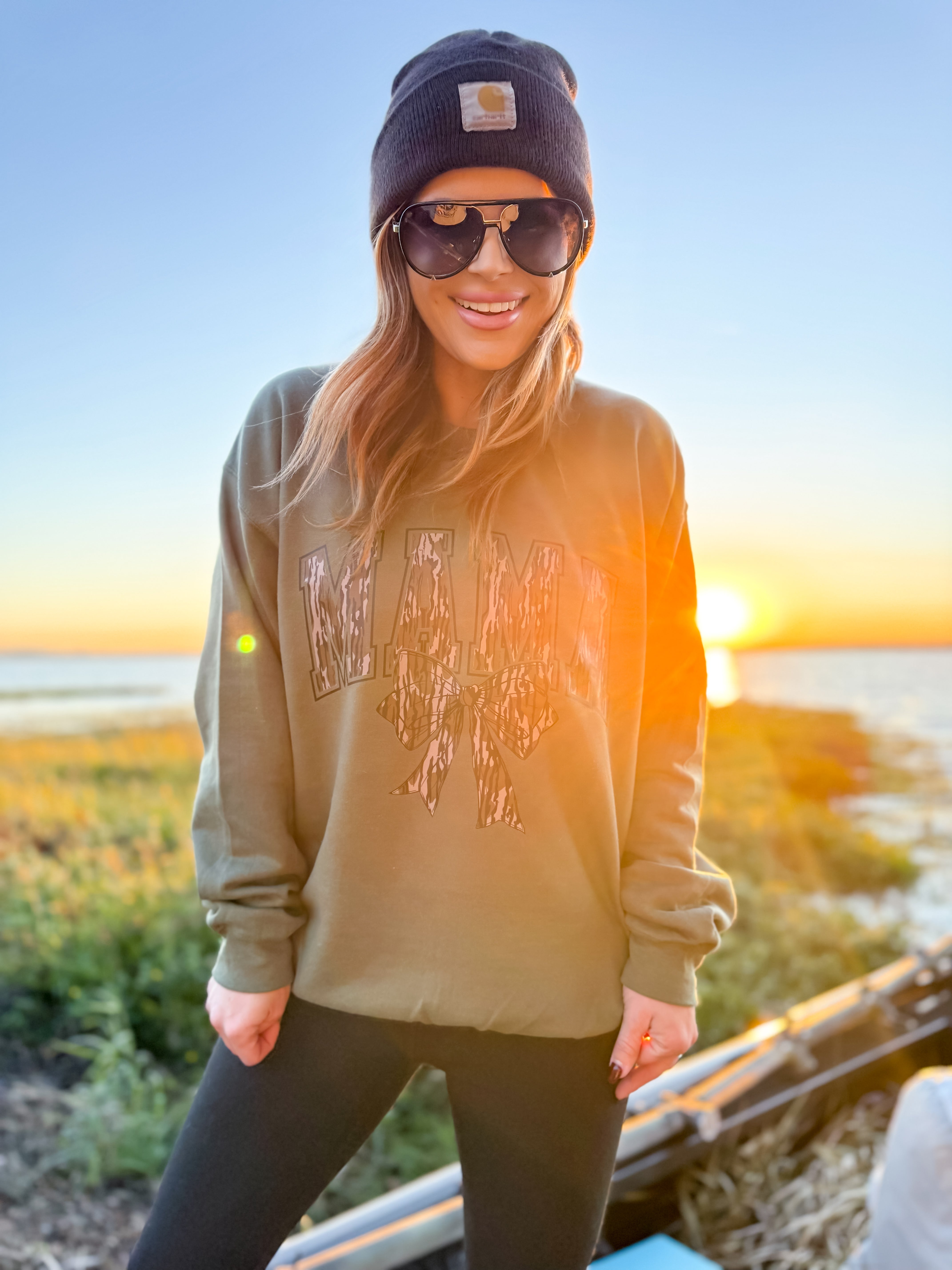 MAMA Camo Bow Sweatshirt